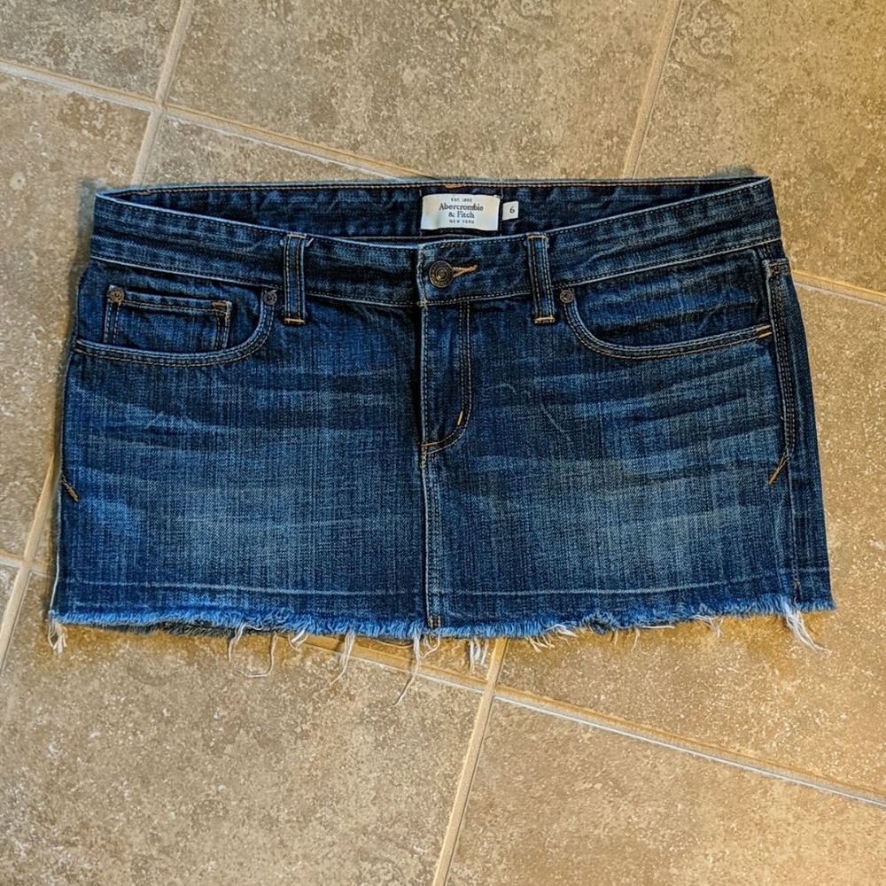 Abercrombie Mini Jean Skirt with Raw Hem